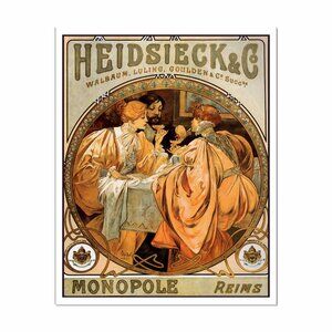 Art Print HEIDSIECK Liquor Art Nouveau Advertisement Reprint 8"by10" Victorian